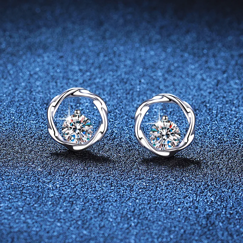 D color moissanite earrings simple women's earrings 1 carat moissanite earrings platinum PT950 mark