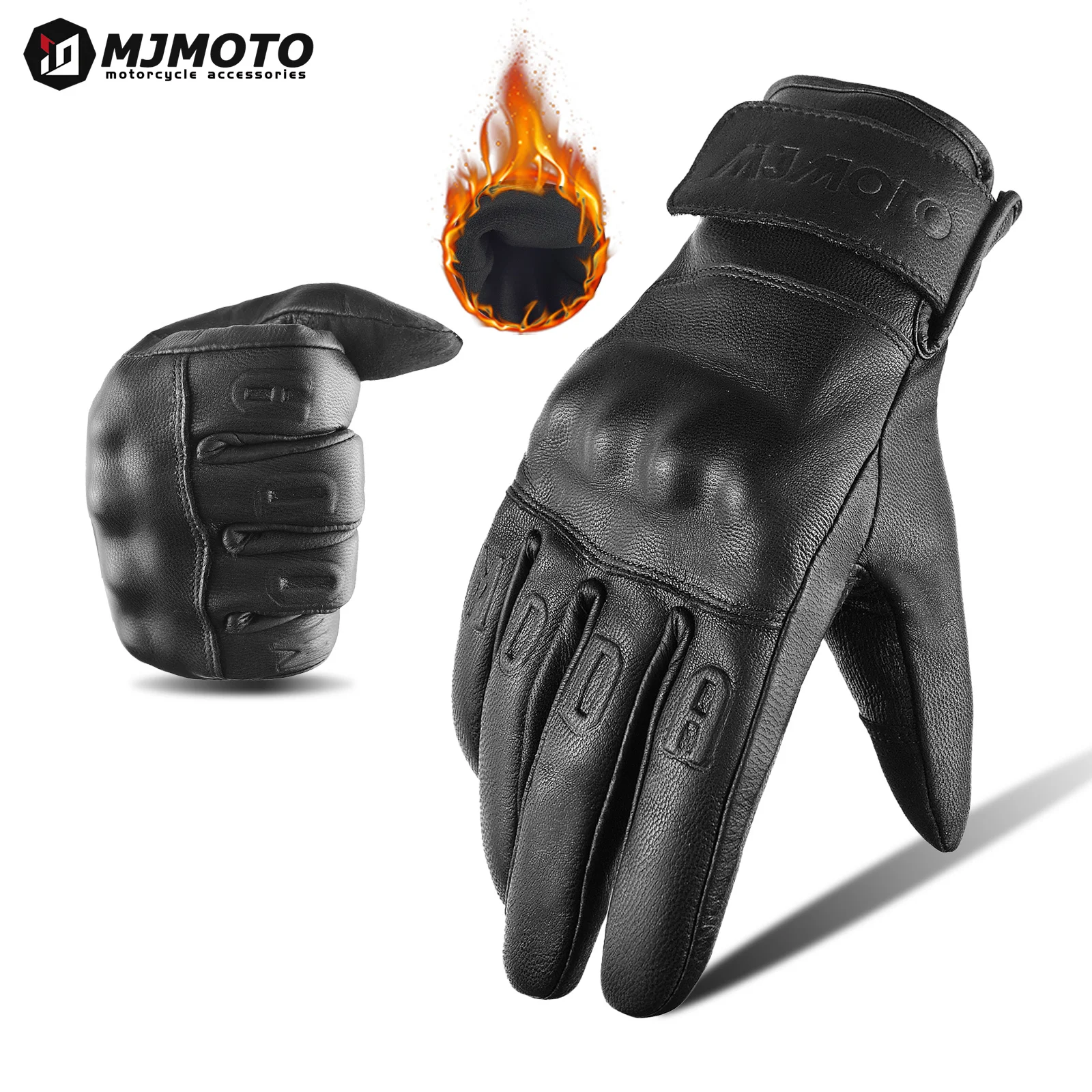 

Retro Black Leather Motorcycle Gloves Men Women Winter Warm Waterproof Motorbike Racing Gloves Touch Screen Motocross Moto Glove