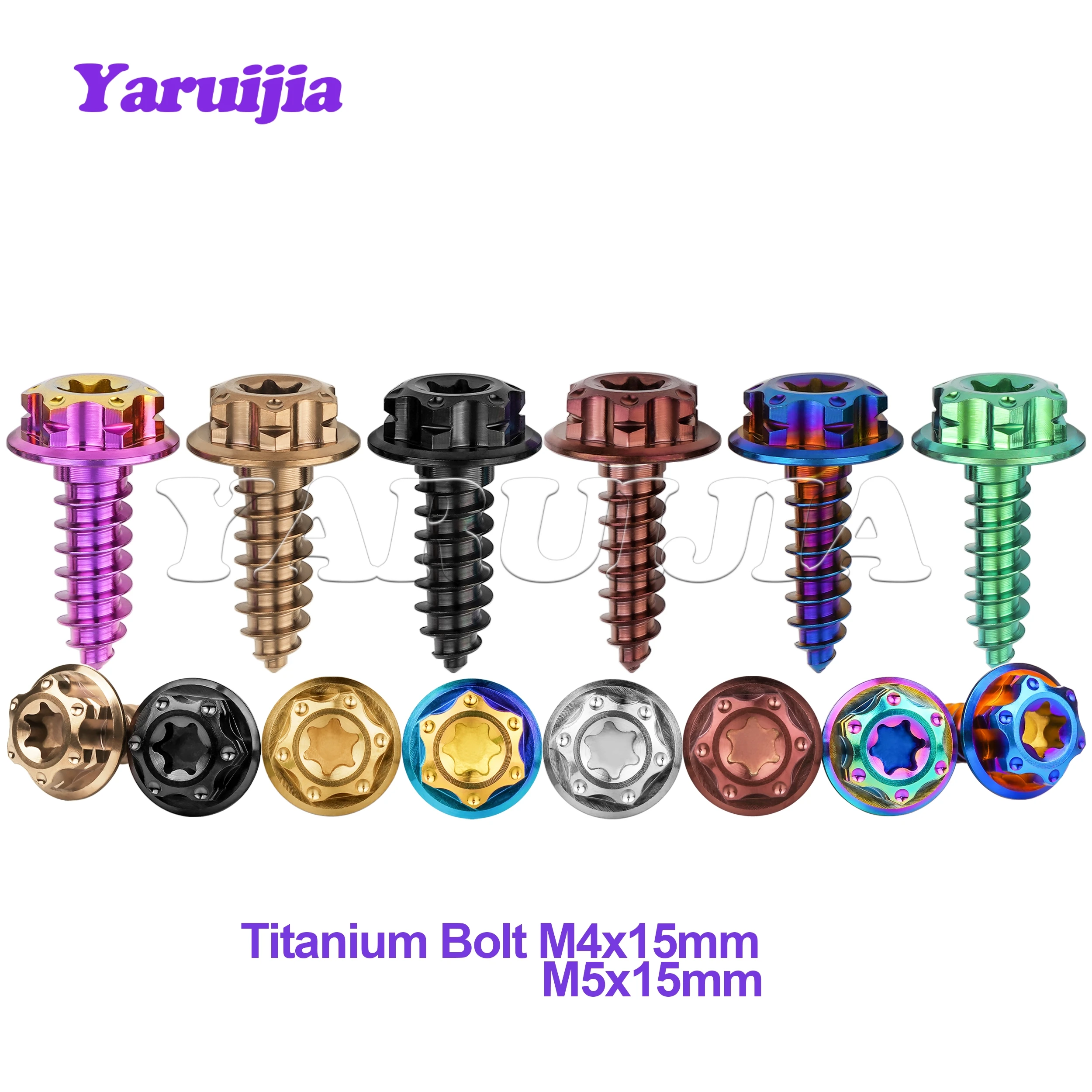 Yaruija Titanium Bolt M4/M5x15mm Flanged Head Internal Torx Self-tapping Screws Suitable For Motorcycle Car body modification