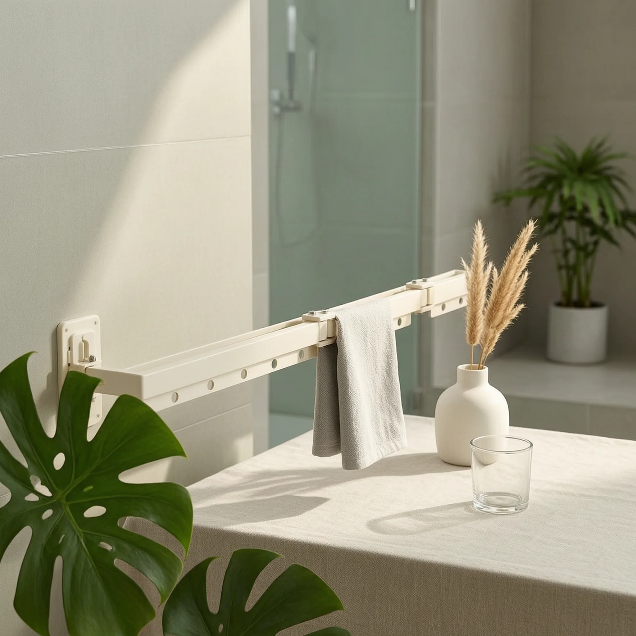 Wall Hanger with Folding Arm Extendable Wall-Mounted Clothes Rack Garment Rack Collapsible Rust Resistant for Laundry Room