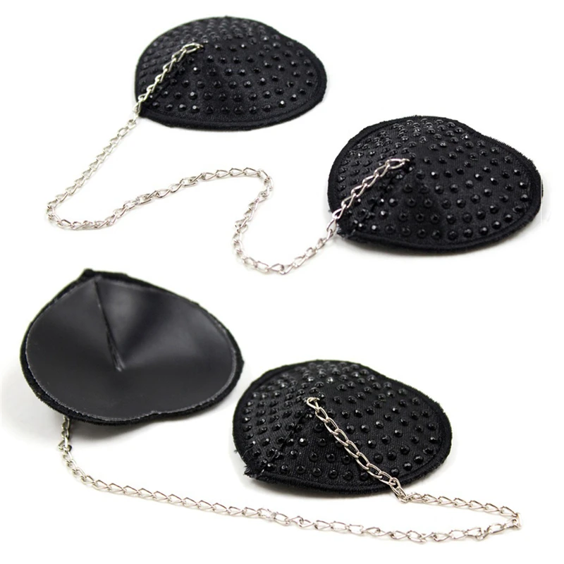 1 Pair Sexy Black Link Chain Tassel Breast Bra Nipple Cover Sticker Pasties Hot