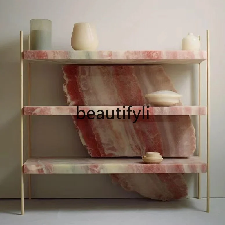 Marble shelf Italian light luxury aesthetic shoe rack living room modern bedroom dining side cabinet