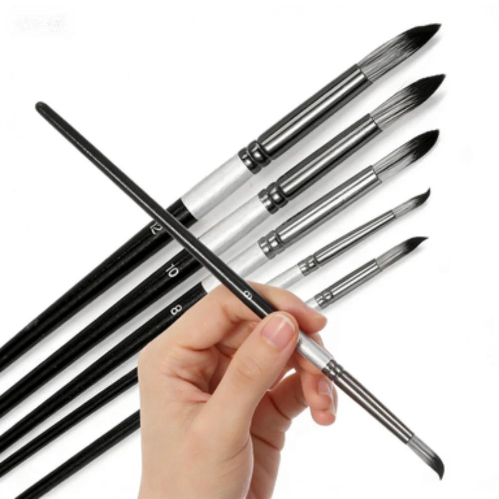 7-Piece Fine-Tip Brush Set Nylon-Tip Brushes for Acrylic, Oil, Watercolor, Gouache Digital Oil Painting Art Set