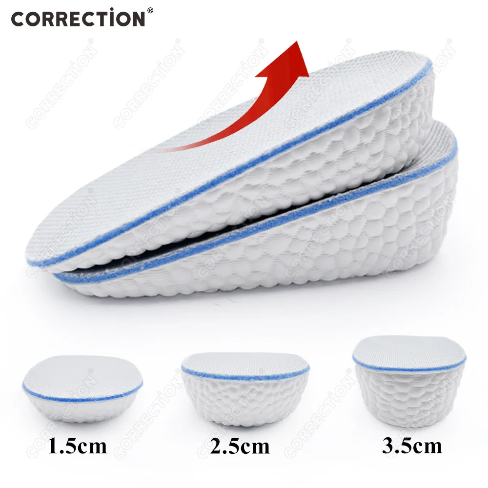 Memory Foam Height Increase Insoles 1.5/2.5/3.5 Cm Lightweight Soft Elastic Lift Men Women Shoes Flat Feet Orthopedic Pads