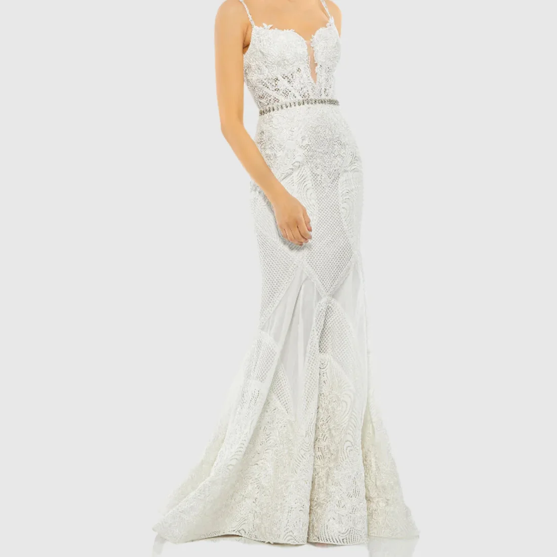

Classic V-Neck Sleeveless Appliquins Lace Sashes Mermaid Bride Wedding Dresses Bridal Gowns Customized