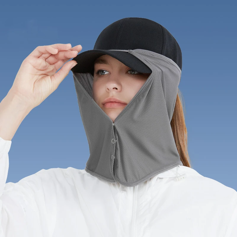 Boné de Proteção Solar para Pesca, Ciclismo e Escalada, com Protetor Facial Removível, Chapéu Safari para Mulheres, Secagem Rápida