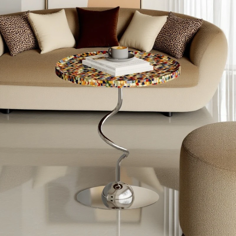 

Creative sofa side few living room home light luxury art balcony small coffee table bedside storage round table