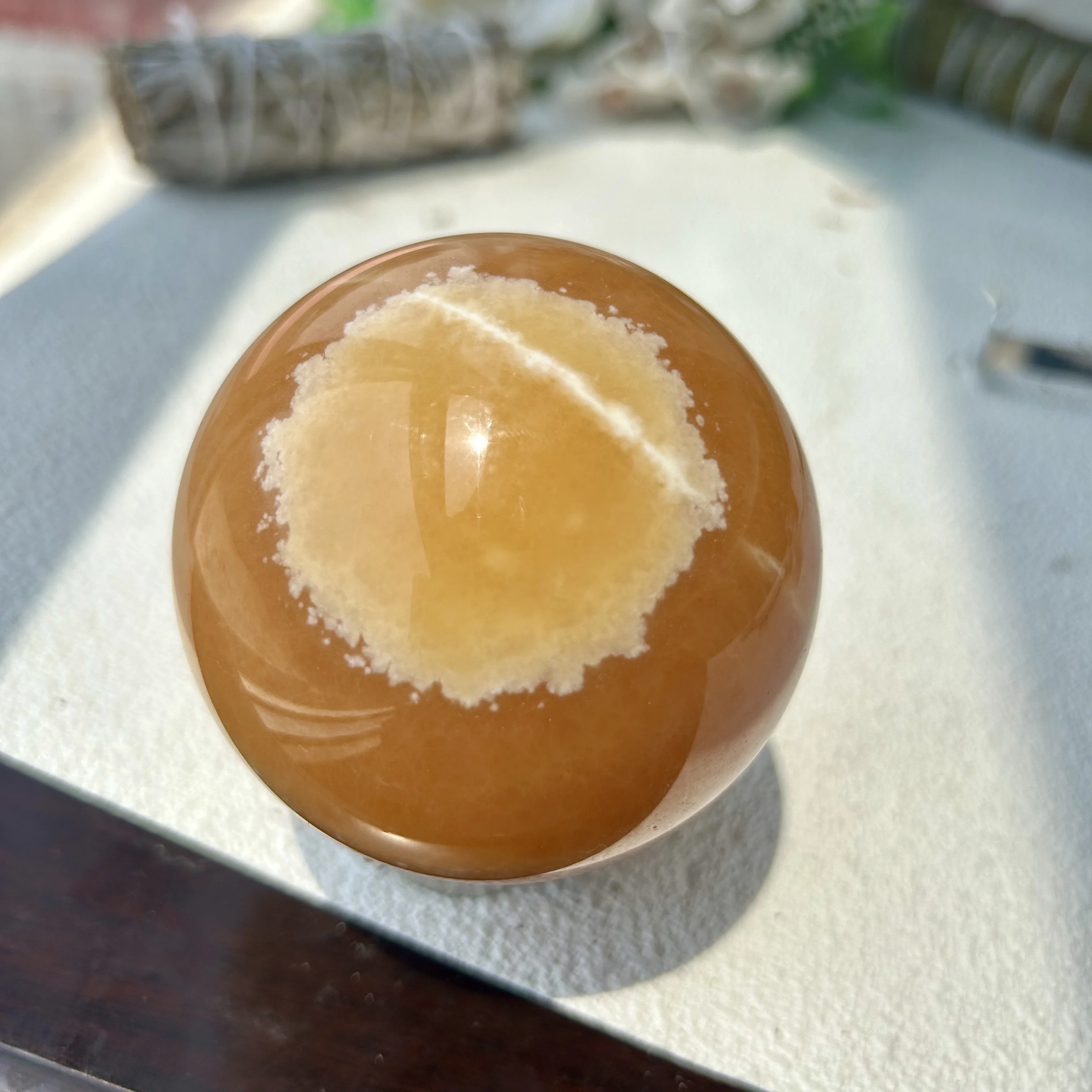 

Yellow Stripe Calcite Sphere Natural Quartz Crystal Home Decor Minerals Reiki Healing Crytsal Energy 18th 565g 73mm