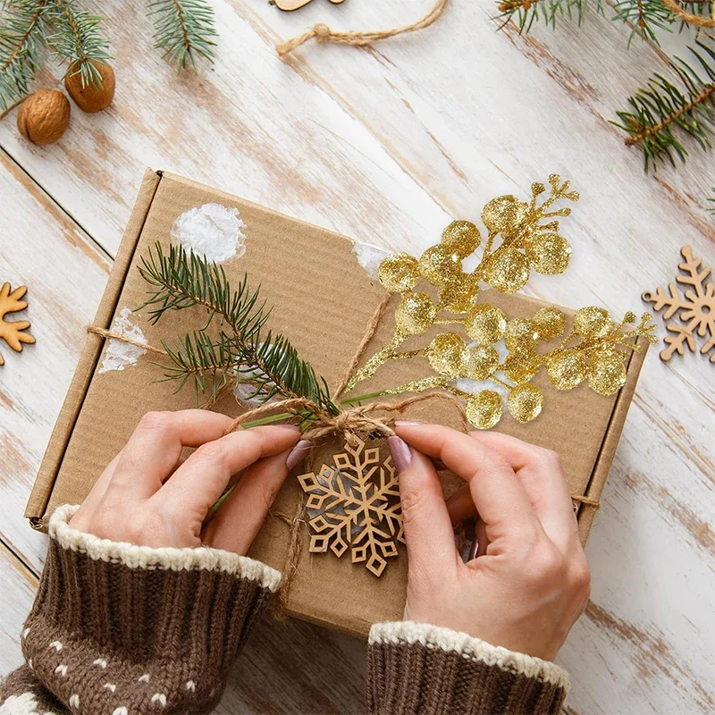 10/20 Stück Frohe Weihnachten Dekoration Glitzer Künstliche Beeren Weihnachtsbaum-Ornamente für Heimdekoration Neujahr 2026 Dekoration – Detail 6