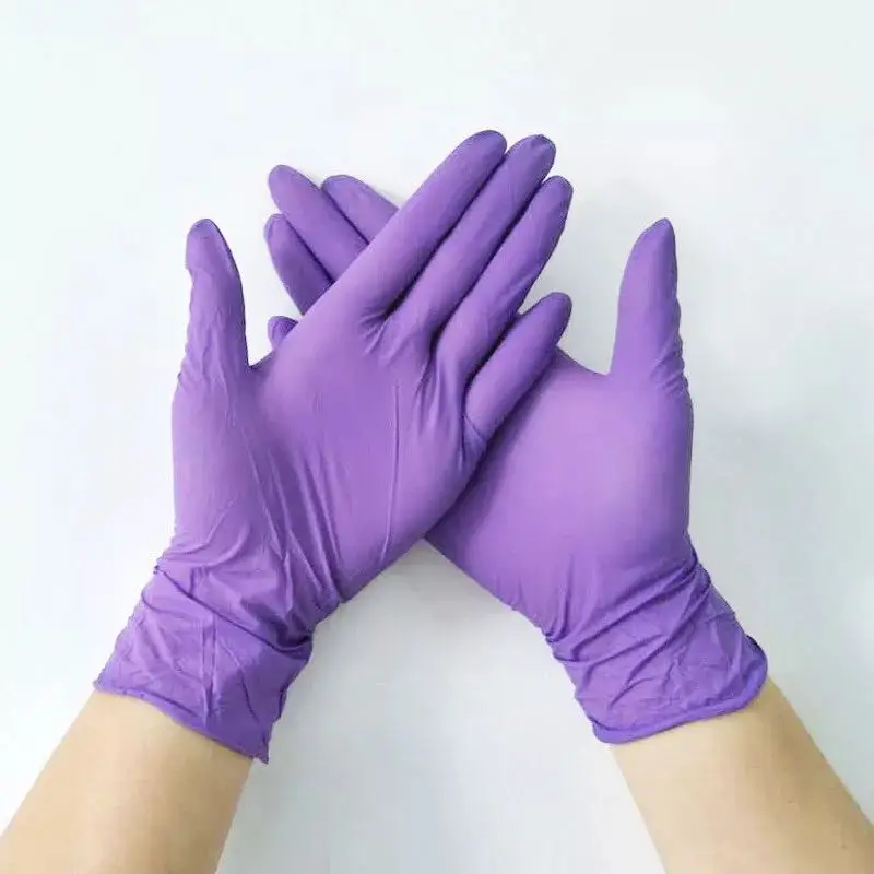 Guantes desechables de nitrilo, manoplas antideslizantes de color púrpura, resistentes al agua, sin polvo, para trabajo en cocina, lavado y