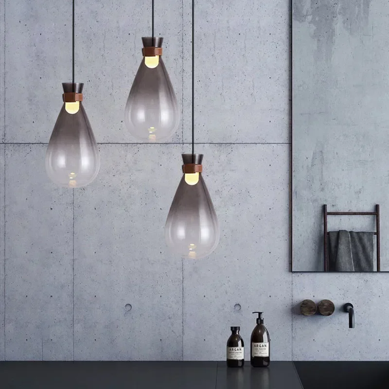 

Modern Minimalist Glass Bottle Pendant Lamp Restaurant Bedroom Bar Coffee Shop Creative Chandelier Home Decor Lighting Fixture