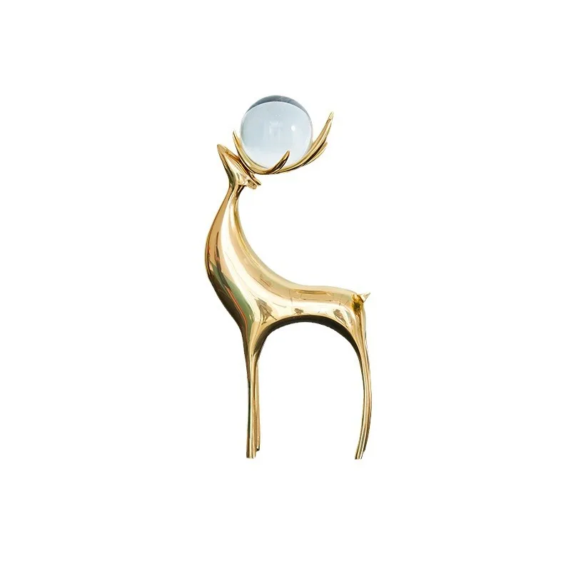 Brass Crystal Deer Premium Ornament Creative Home Living Room Wedding Gifts Decoration Crafts