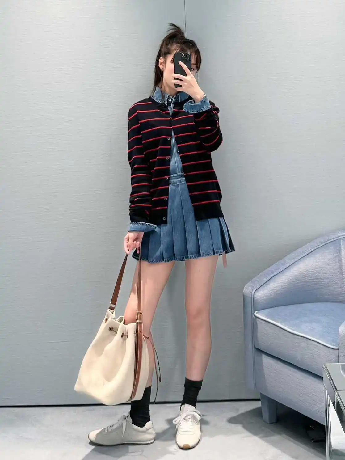 24 Early Autumn New Striped Knitted Cardigan Classic Color blocked Striped Knitted Sweater