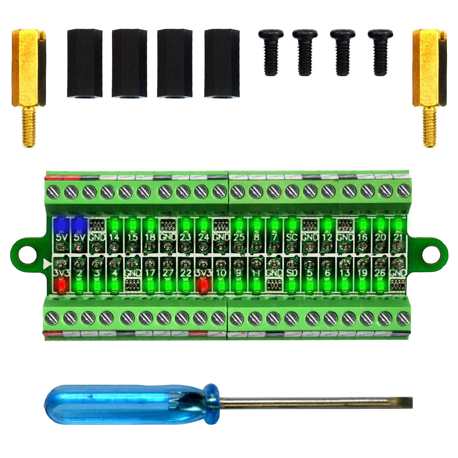 

Ультрамаленькая Светодиодная и Клеммная колодка RPi GPIO с индикатором состояния для Raspberry Pi