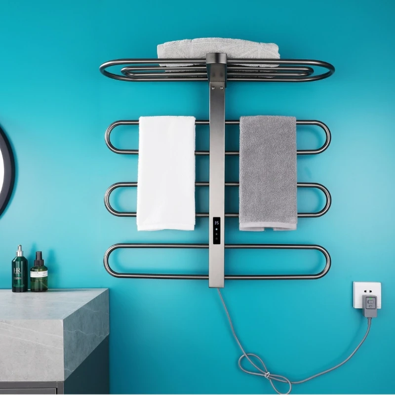 Stainless Steel Heated Towel Rail Moisture Proof Electric Towels Heater Antibacterial Clothes Dryer Bathroom Towel Holders Home