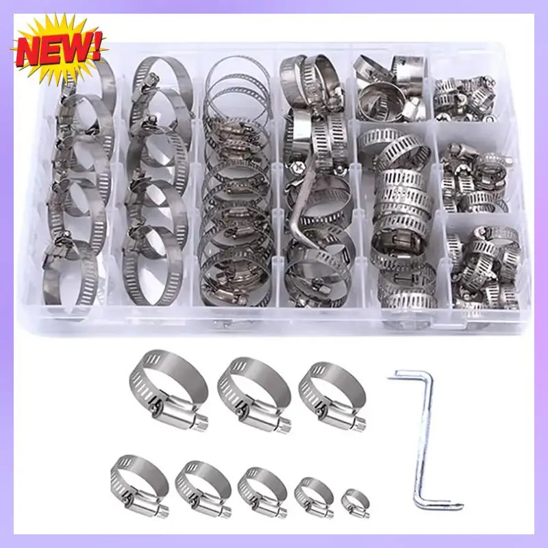 

T24C Stainless Steel Hose Clamps Set Adjustable Water Pipe Clamps For Plumbing, Automotive