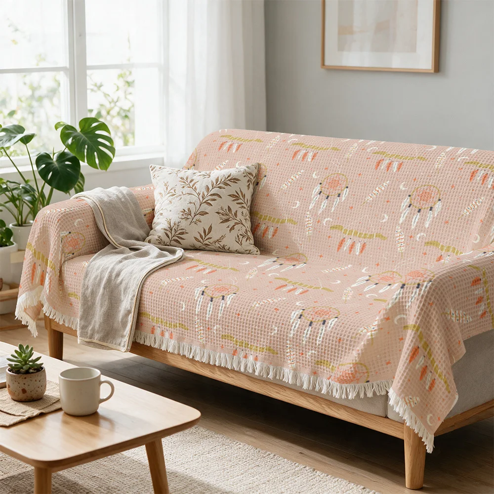 Luxurious Decorative Sofa Throw Blanket Cozy Floral Knit Throw for Living Room Couch Bed Decor Plaid Cushion Accessory Home Gift