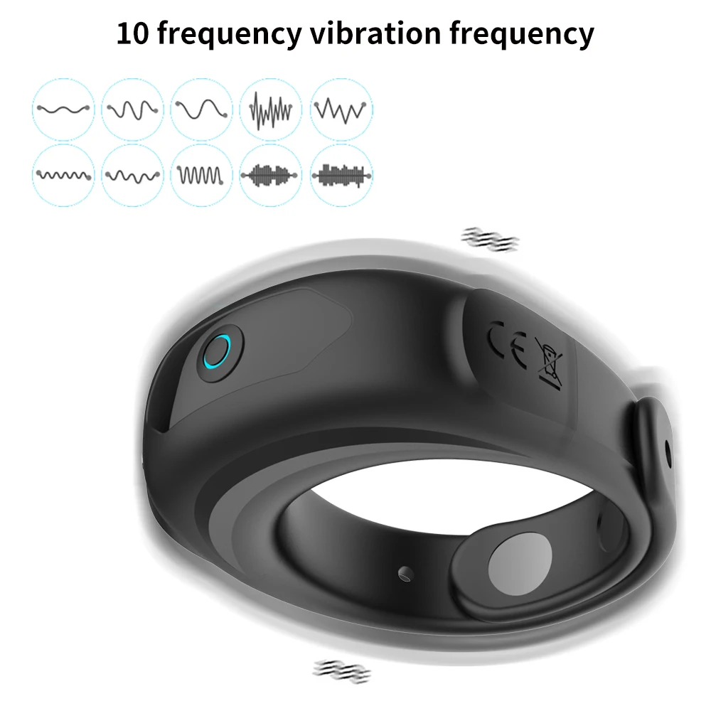 Rechargeable Vibrator Cockring for Men, Penis Ring, Delay Ejaculation, Sex Toys, Couple Penisring Toys, Adults 18, 10 Modes