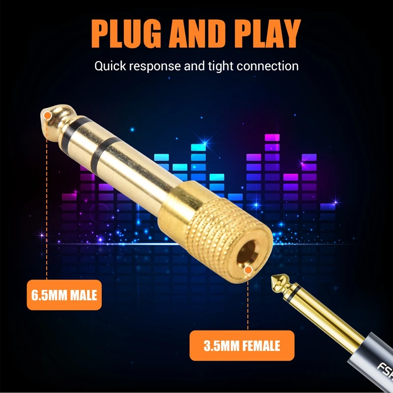 QUALITY HEADPHONE ADAPTER STEREO GOLD PLUG 1/4