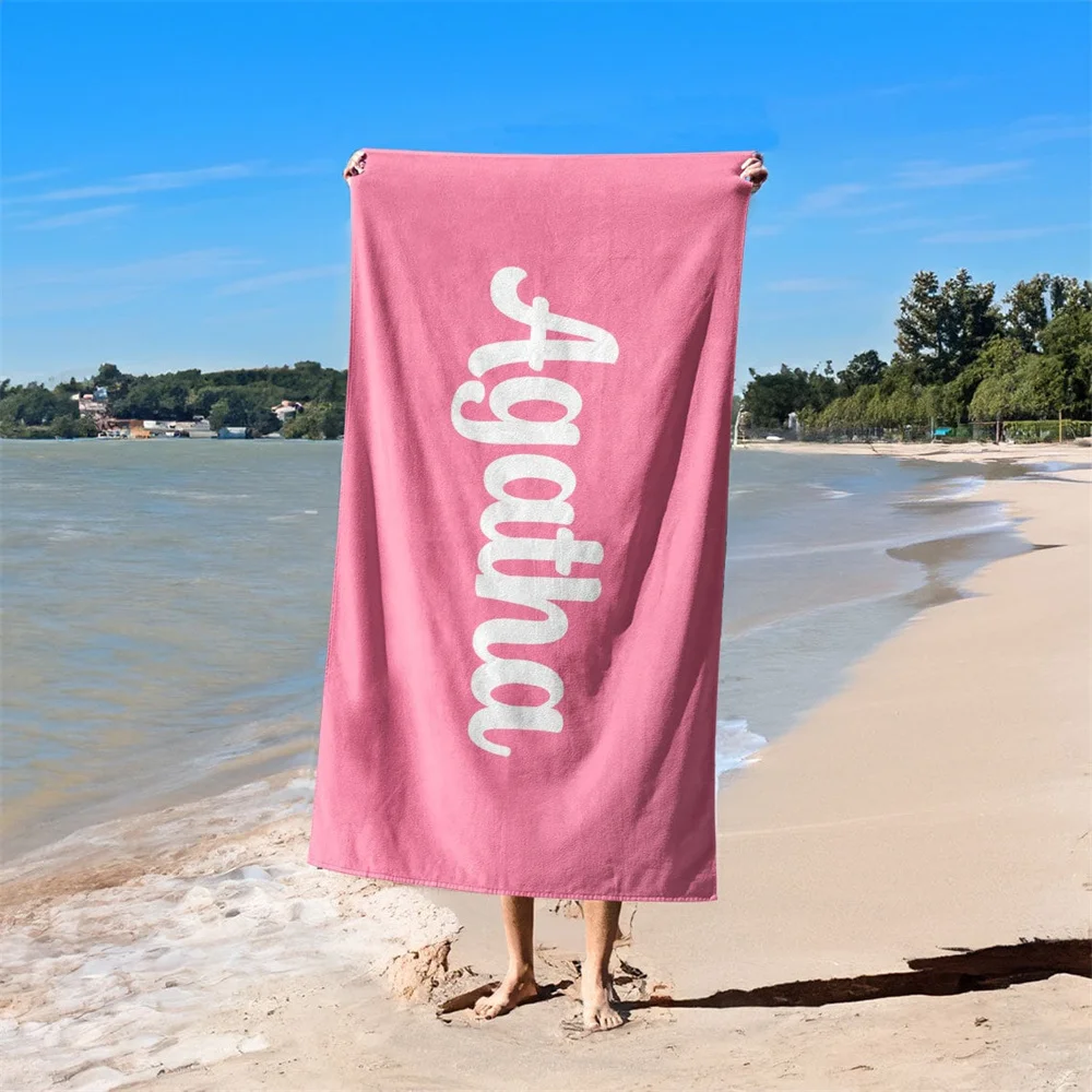 

Personalized Name Bath Towel Custom Pool Towel Beach Towel With Name Outside Birthday Vacation