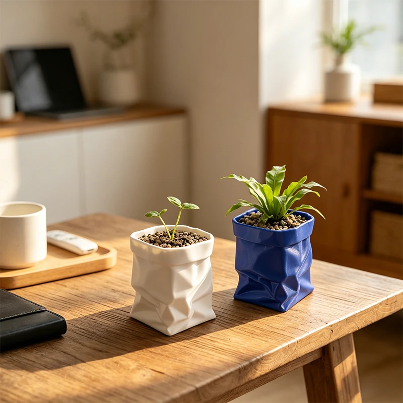 Maceta Creativa de Papel con Diseño 3D de Cactus y Suculentas para Decoración de Hogar, Oficina y Escritorio