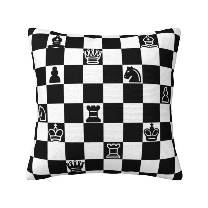 

Chess Lover Pillow Cover Decoration Chessboard Game Cushions Throw Pillow for Living Room Double-sided Printing