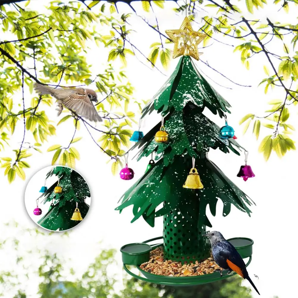 Anti-rust Coating Bird Feeder Exquisite Yard Decoration Bird Feeder Metal Christmas Tree Bird Feeder for Garden for Lovers