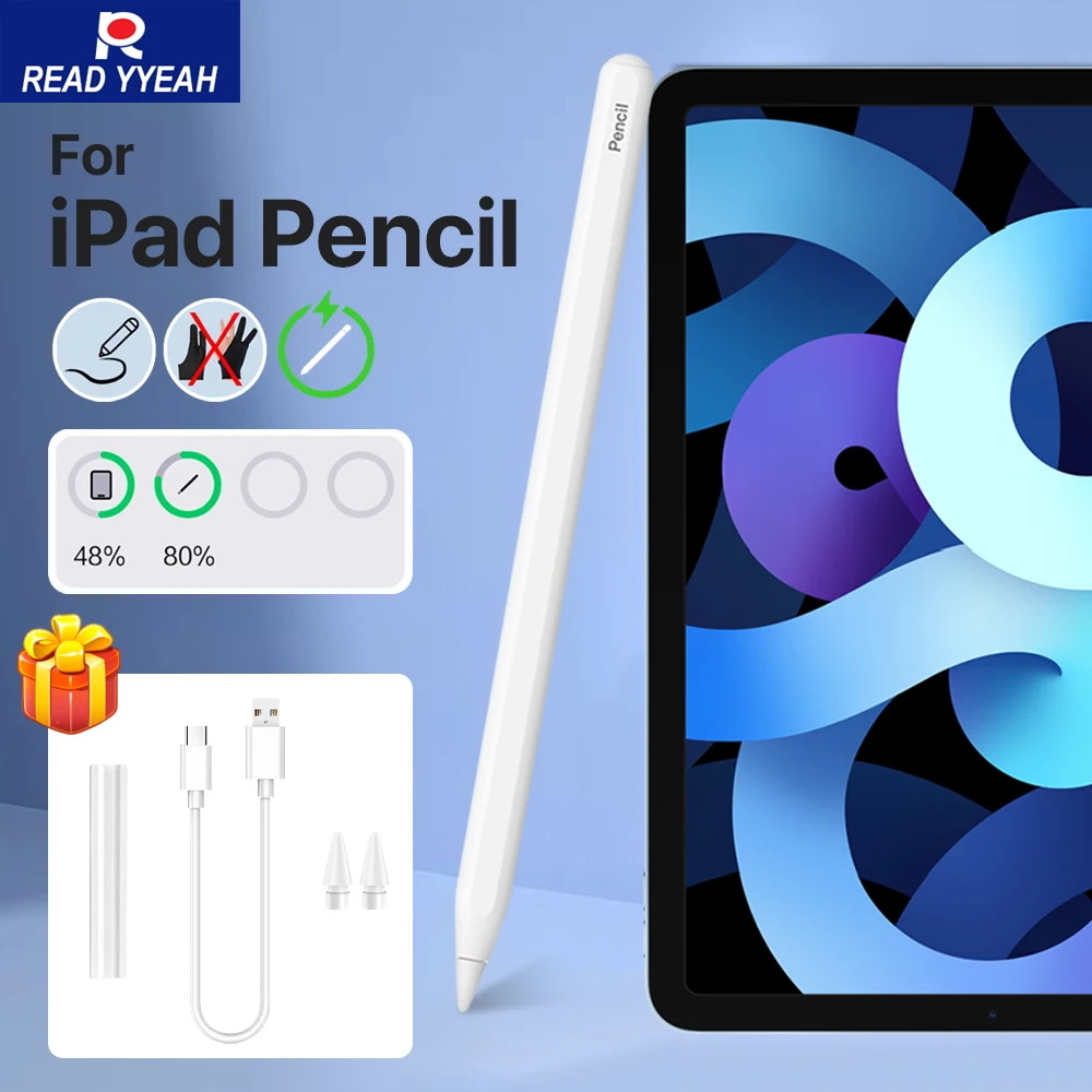 

Стилус с чувствительностью к наклону 2-го поколения для iPad, магнитная беспроводная зарядка, быстрая зарядка через USB-C, для iPad Air 4/5, Mini 6, Pro 11/12.9