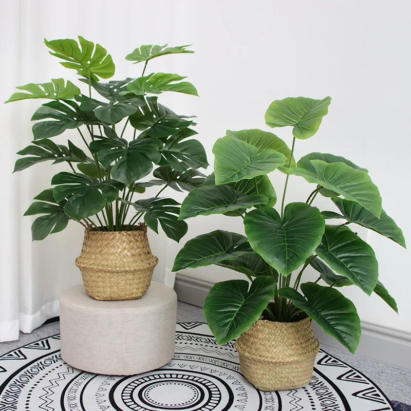Fake flower living room decoration, bedroom floor-to-ceiling bionic green plant potted ornament, simulated turtle back