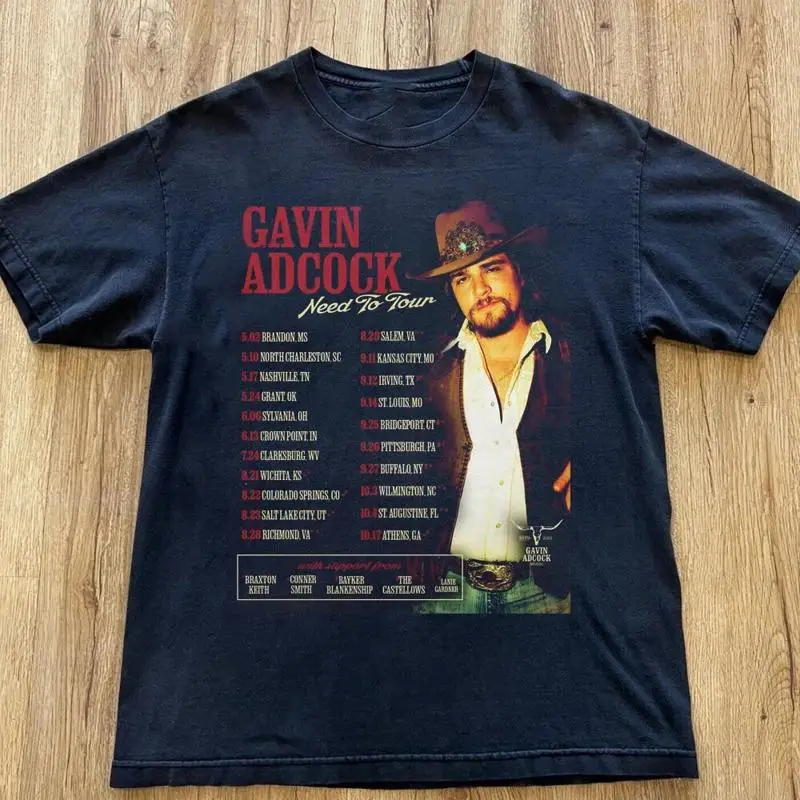 Gavin Adcock announces the 2025 Need To Tour All Size Black  T shirt