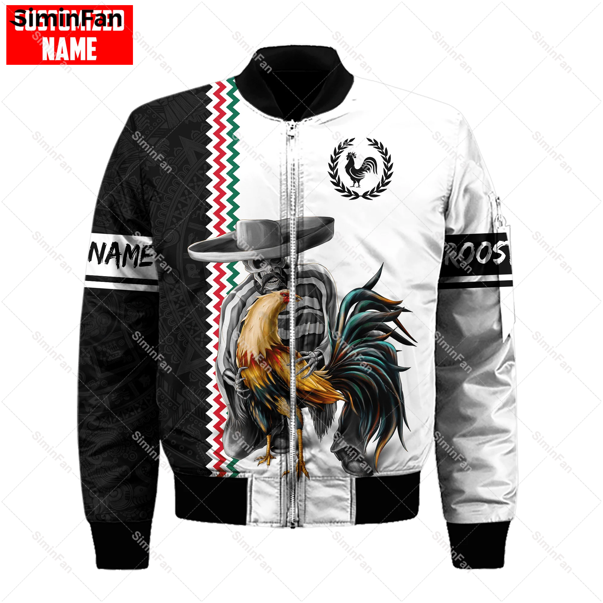 Mexican Rooster 3D All Over Printed Warm Bomber Jacket Men Winter Windproof Coat Quilted Cotton Outwear Female Unisex Streetwear