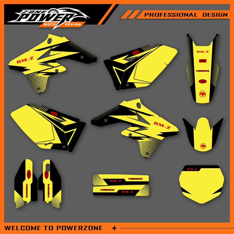 

POWERZONE мотокросс команда графический фон наклейки наборы наклеек для SUZUKI RM-Z RMZ 2007 2008 2009 RMZ250 индивидуальный номер 01