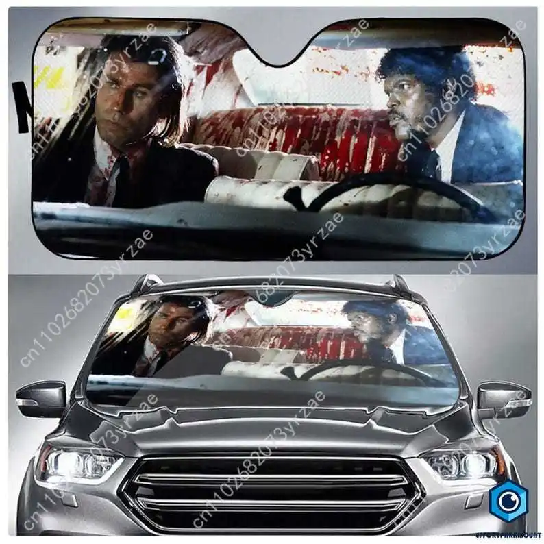 

Pulp Fiction Car Sun Shade Good Heat Insulation Effect Windshield Sunshade Portable Waterproof Easy Clean Car Accessory