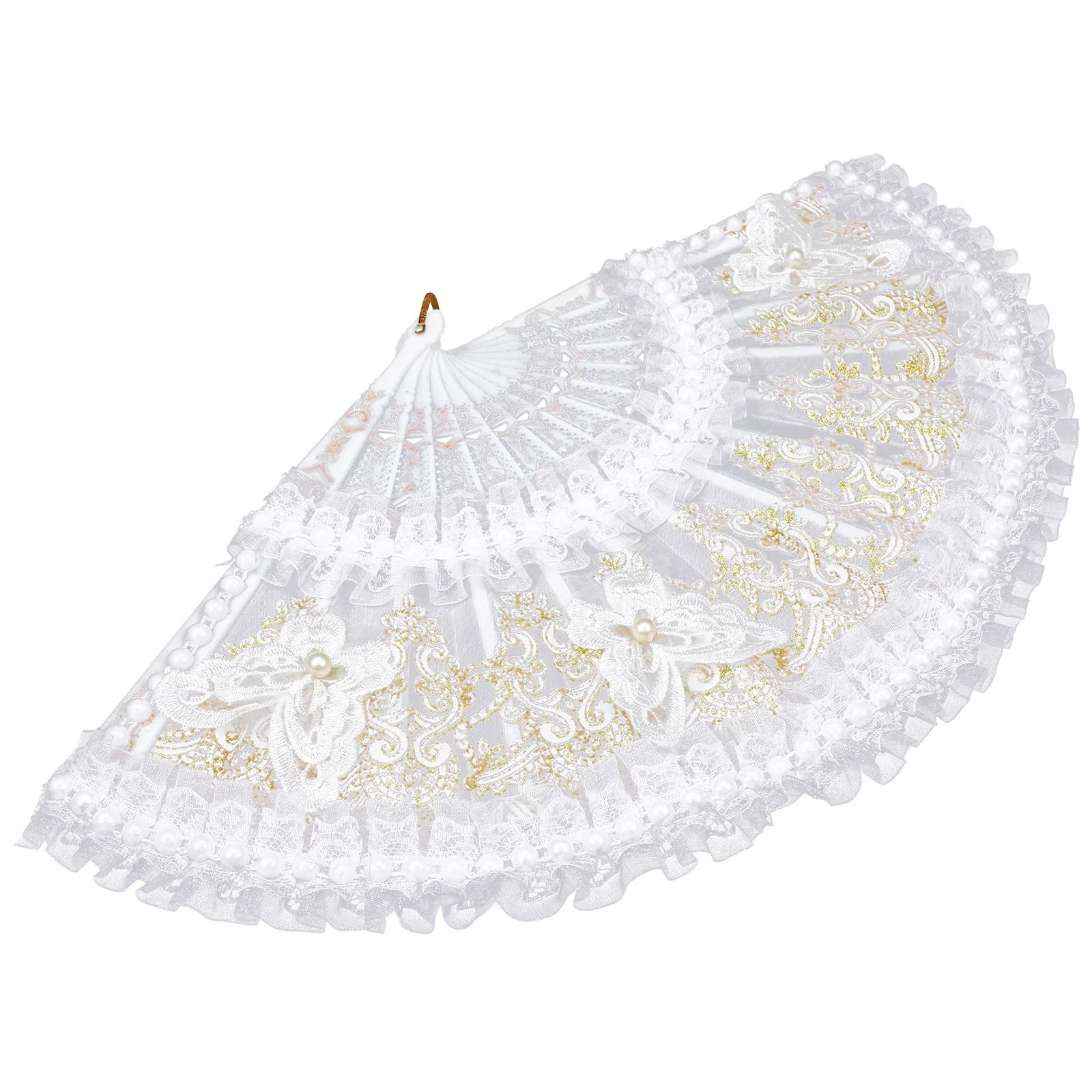 

Exquisite Lace Hand Fan Foldable Fabric Fan for Bridal Shower Tea Party Outdoor Events Fashionable Decoration Gift