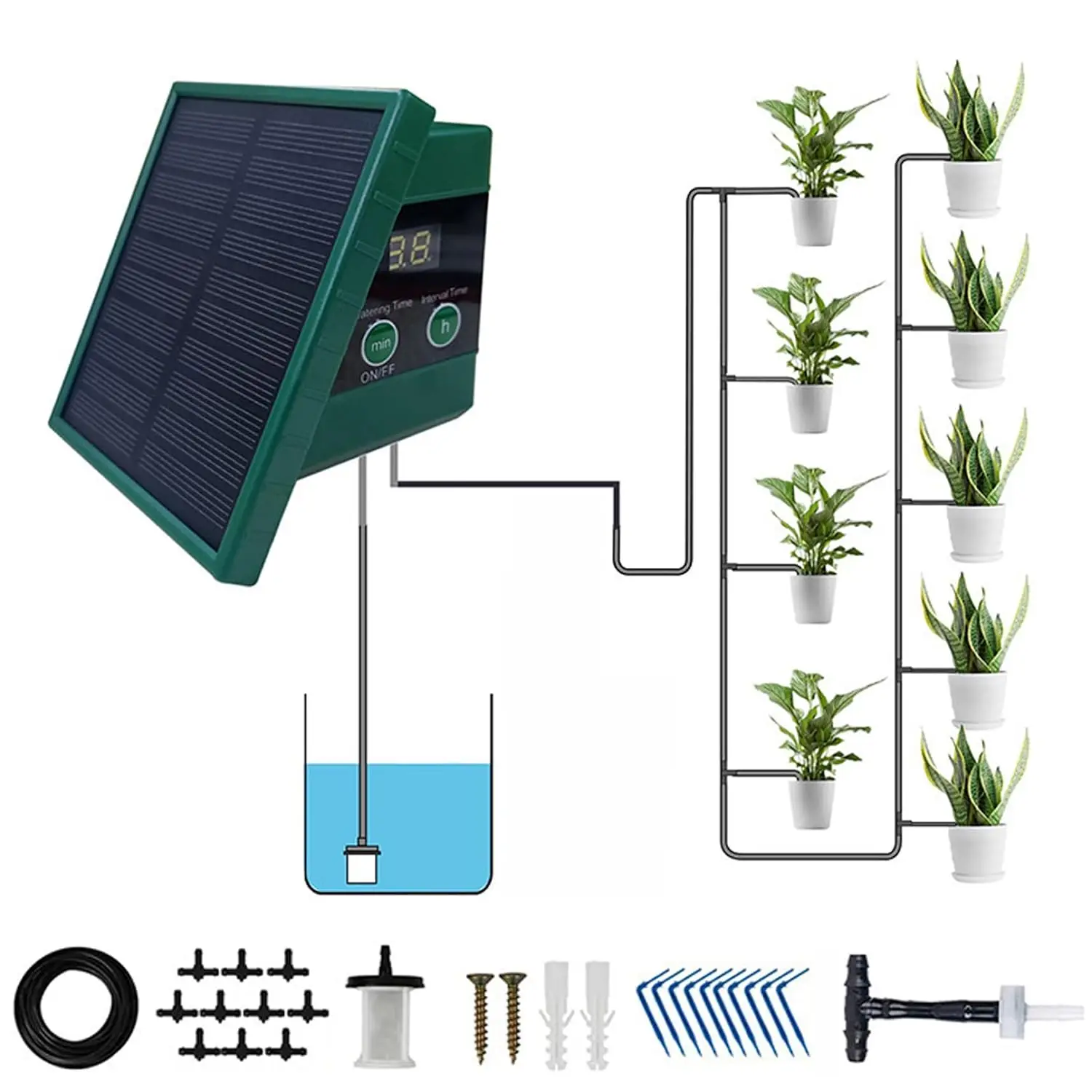 1pc DIY Solar-Powered Automatic Drip Irrigation System  for Raised Beds Greenhouses Vegetable Gardens Balcony Hanging Plants