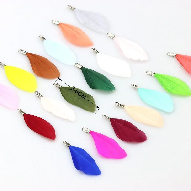 45mm 12pcs/LOT Colorful Natural Feather Tassel DIY Bracelet Necklace Home Decor Craft Jewelry Accessories Pendant Charm