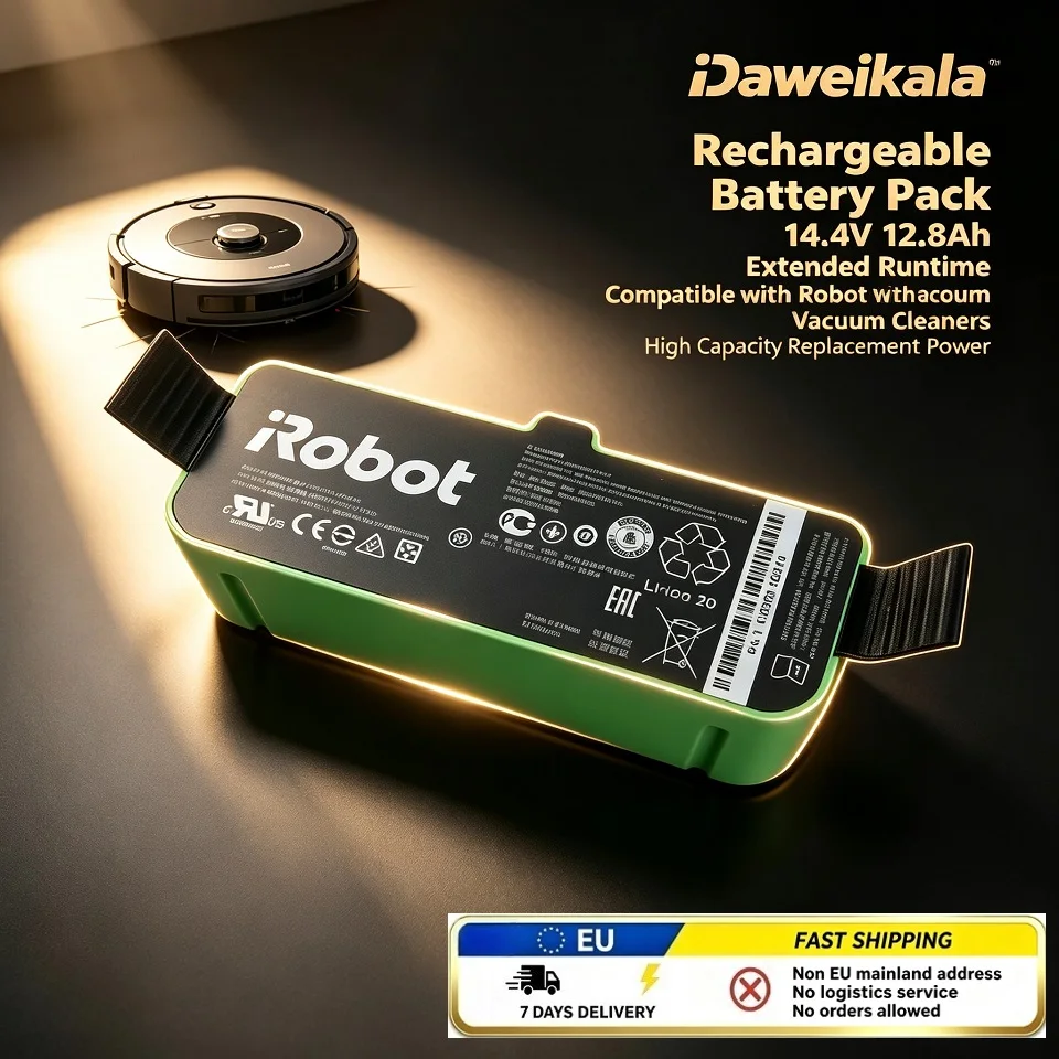 Batteria di ricambio ricaricabile da 14,4 V e 12,8 Ah, per robot aspirapolvere, alimentatore di riserva per robot per la pulizia domestica, maggiore autonomia, spedizione da magazzino europeo in 7