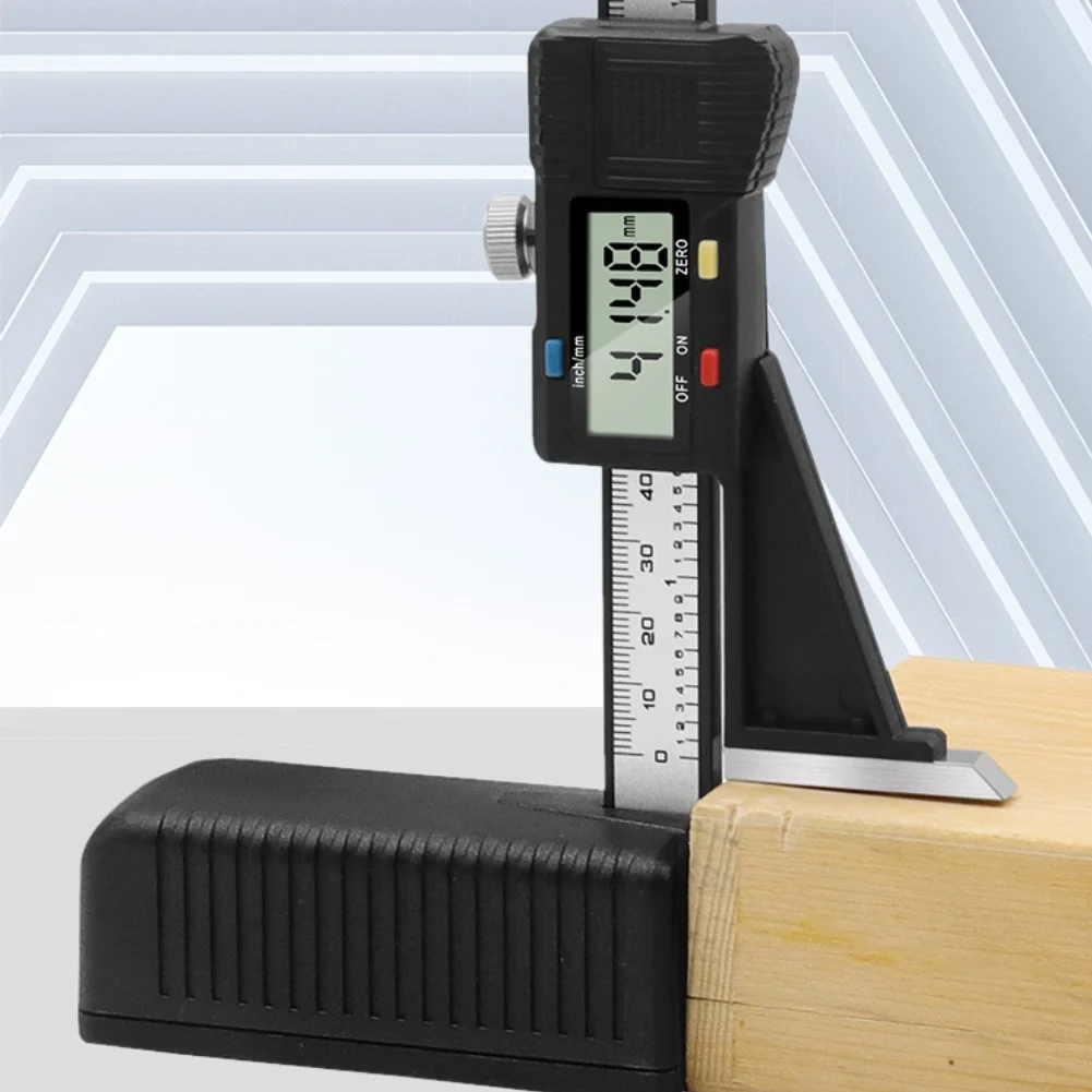 For Workshop Use Digital Height Gauge Portable Measure Tool Black Lightweight Compact Engineering Plastic Body Magnetized Feet