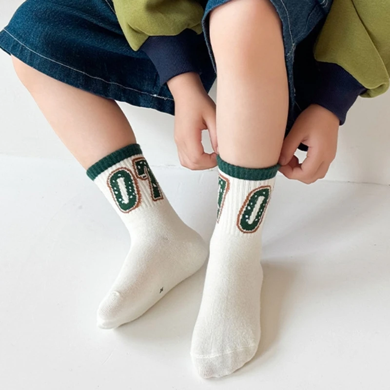 

5 Pairs Spring Autumn Cotton Socks Children Socks Kids Boys Sport Socks with Letter Print Socks for Child 3-15 Year