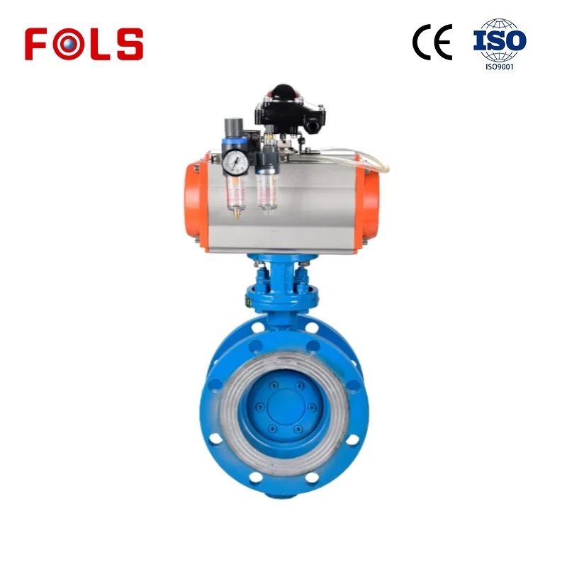 FLD971X-16 Pneumatic Ductile Iron Butterfly Valve DN100 Hard Sealed Flanged IP65 Protection On/Off & Regulation Control