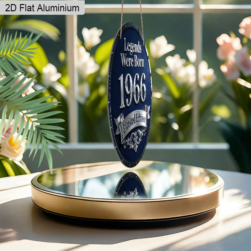 2D Flat, 1pc 8-Inch Retro Industrial Style Round Aluminum Thin Metal Plaque Decoration, Legends Were Born 1966 Limited Edition