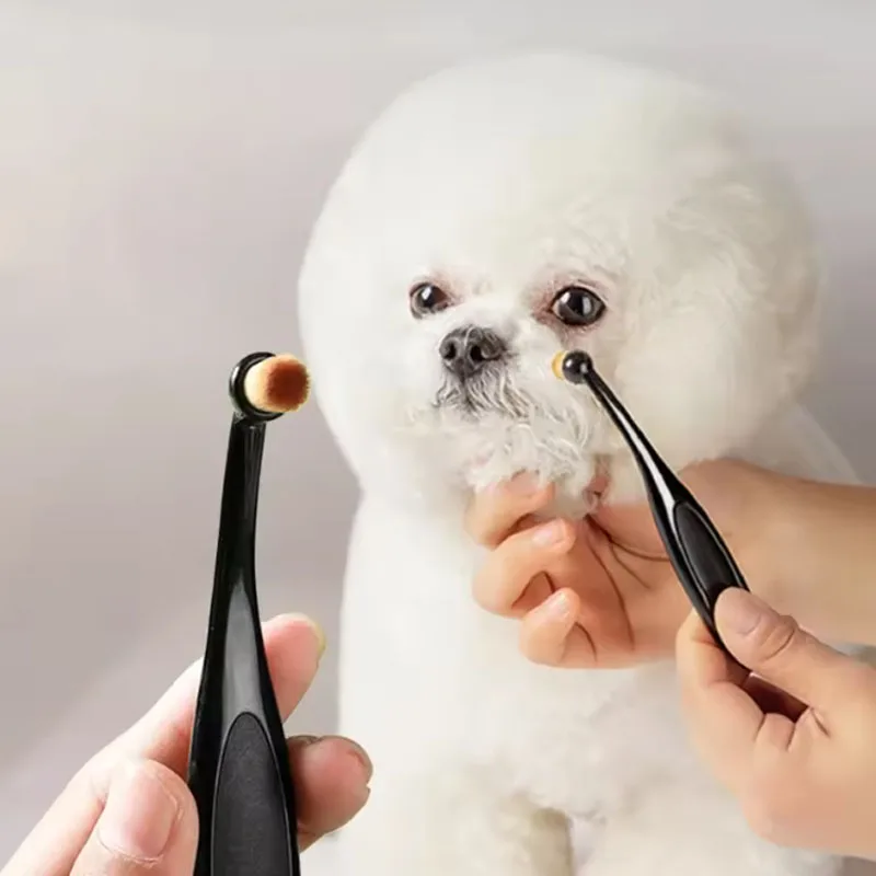1-6pcs Dog Cat Tear Stain Remover Brush Soft Bristle Eye Cleaning Tool with Powder Applicator for Pet Grooming Hygiene Care