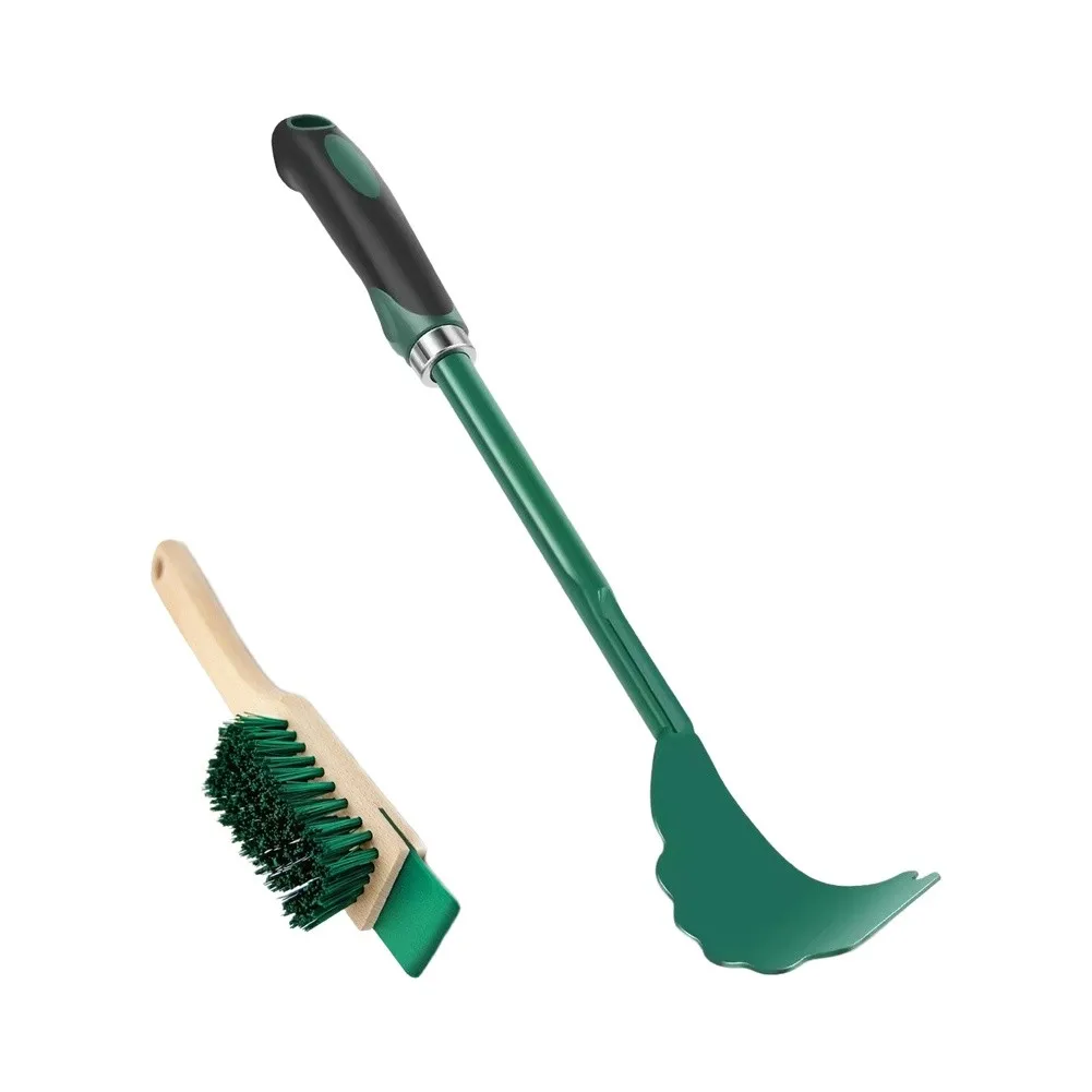 1pc Green Scraper With Wooden Handle Brush Mower Deck Scraper Lawnmower Deck Cleaning Tool For Maintenance Cleaning Tools