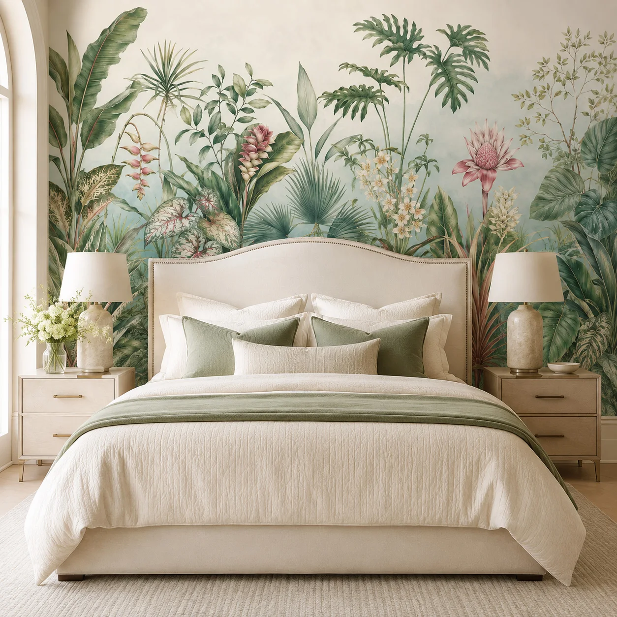 Vintage Tropical Botanical Self Adhesive Wallpaper Green Jungle Floral Wall Mural Peel and Stick Living Room Bedroom Home Decor