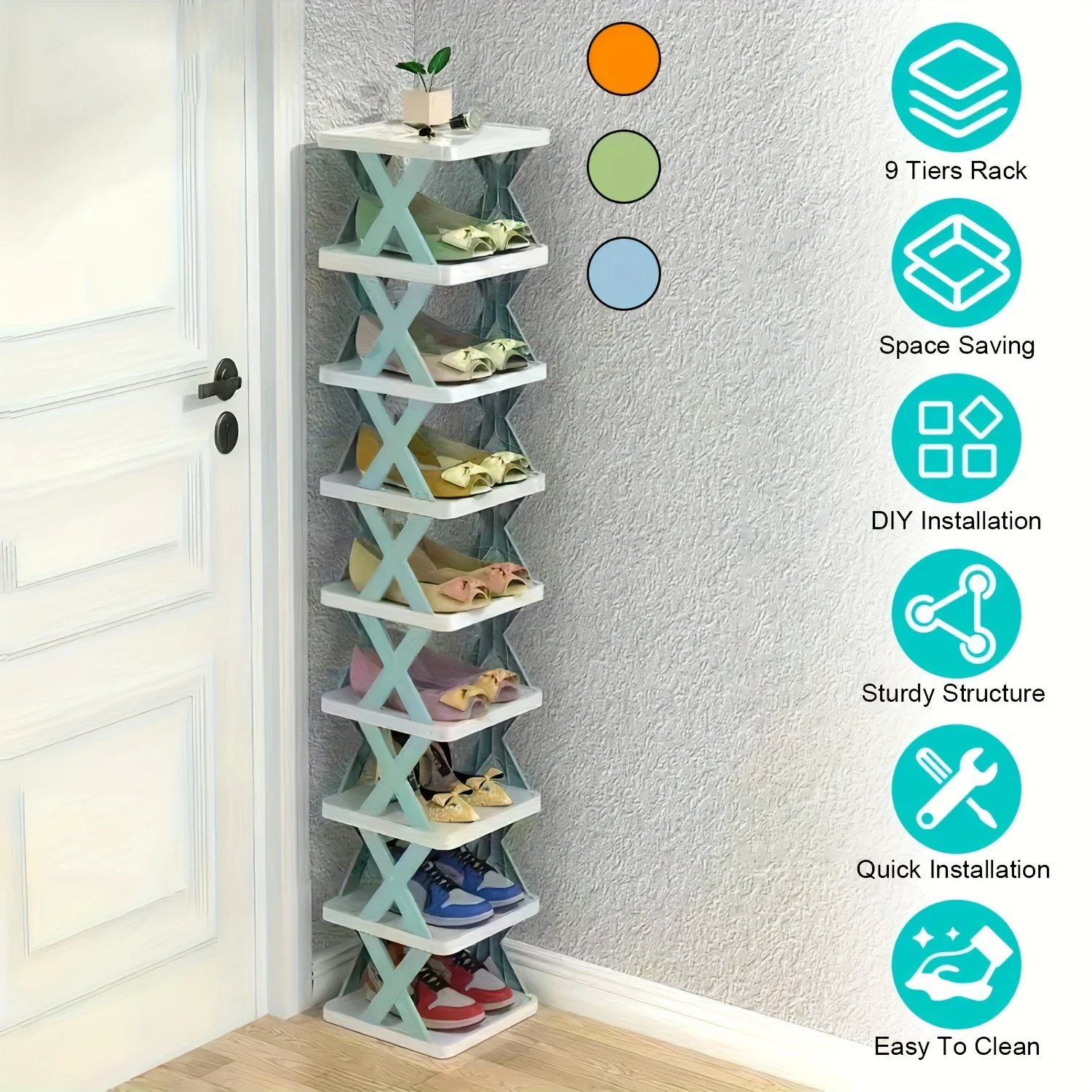 Nine-tier Shoe Rack, Space-saving Vertical Shoe Rack, High and Narrow Shoe Rack for Entranceways, Easy To Assemble