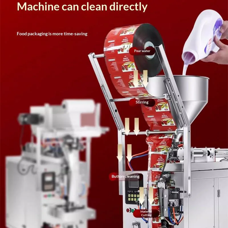 

Полностью автоматическая машина для упаковки соуса для масла чили, варенья, меда, кунжутной пасты, других соусов, упаковка из пластиковой пленки