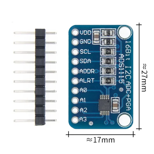 16-bit I2C ADS1115 ADC 4-Channel Precision Analogue to Digital Converter with Gain Amplifier Module