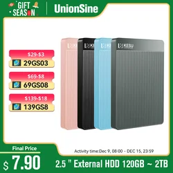 UnionSine Hdd Внешний 2,5-дюймовый портативный внешний жесткий диск 1 ТБ/320 ГБ/500 ГБ/750 ГБ, совместимый для ПК, настольного компьютера MacBook