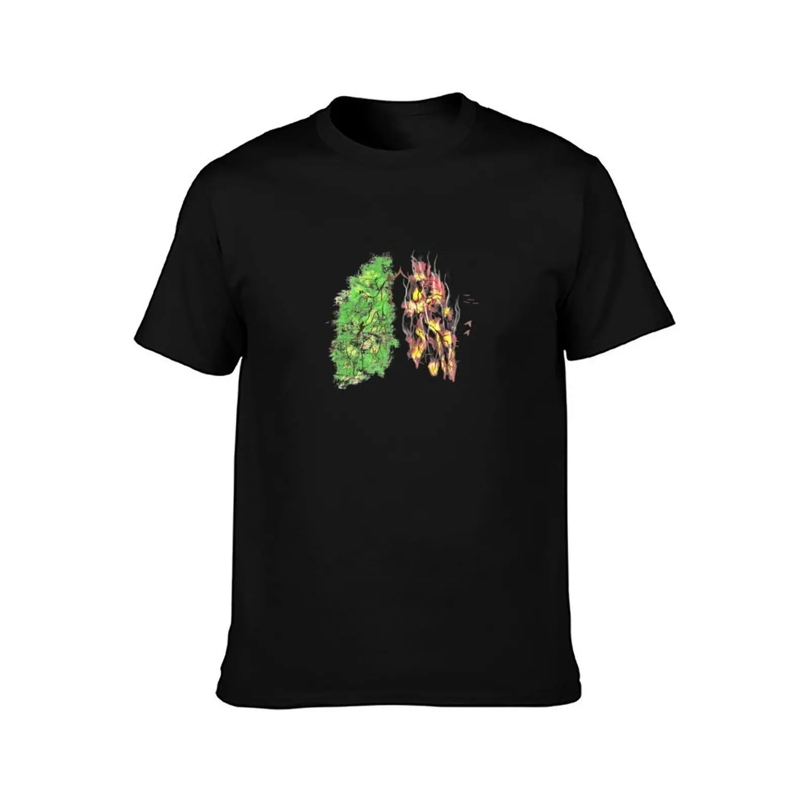 Rain Forest Lungs T-Shirt, Summer Casual Cotton Tee, Oversized Streetwear Tops, Vintage Graphic Print, Loose Fit Short Sleeve