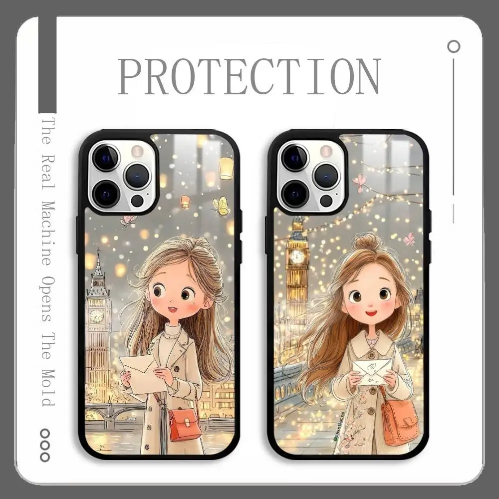 

Girlish Heart Autumn Phone Case For IPhone 16 15 14 13 12 11 Pro Max Plus Mini Plus Hard Mirror Surface Protect Funda